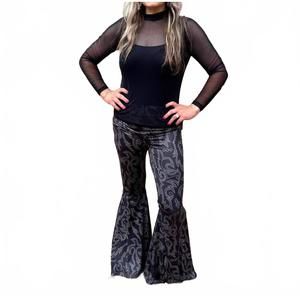 NEW STERLING KREEK boot scootin flare pants in black